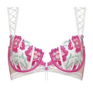 For Love & Lemons Women’s 34C Pink White Festival Floral Underwire Bra